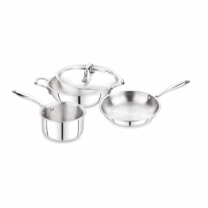 Triply Kadhai With Lid+Frypan+Saucepan